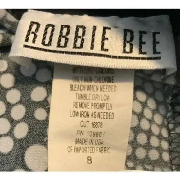 Robbie Bee Womens Signature Dress Midi Black and White Polka Dot Ruffles Size 8 - Picture 6 of 6